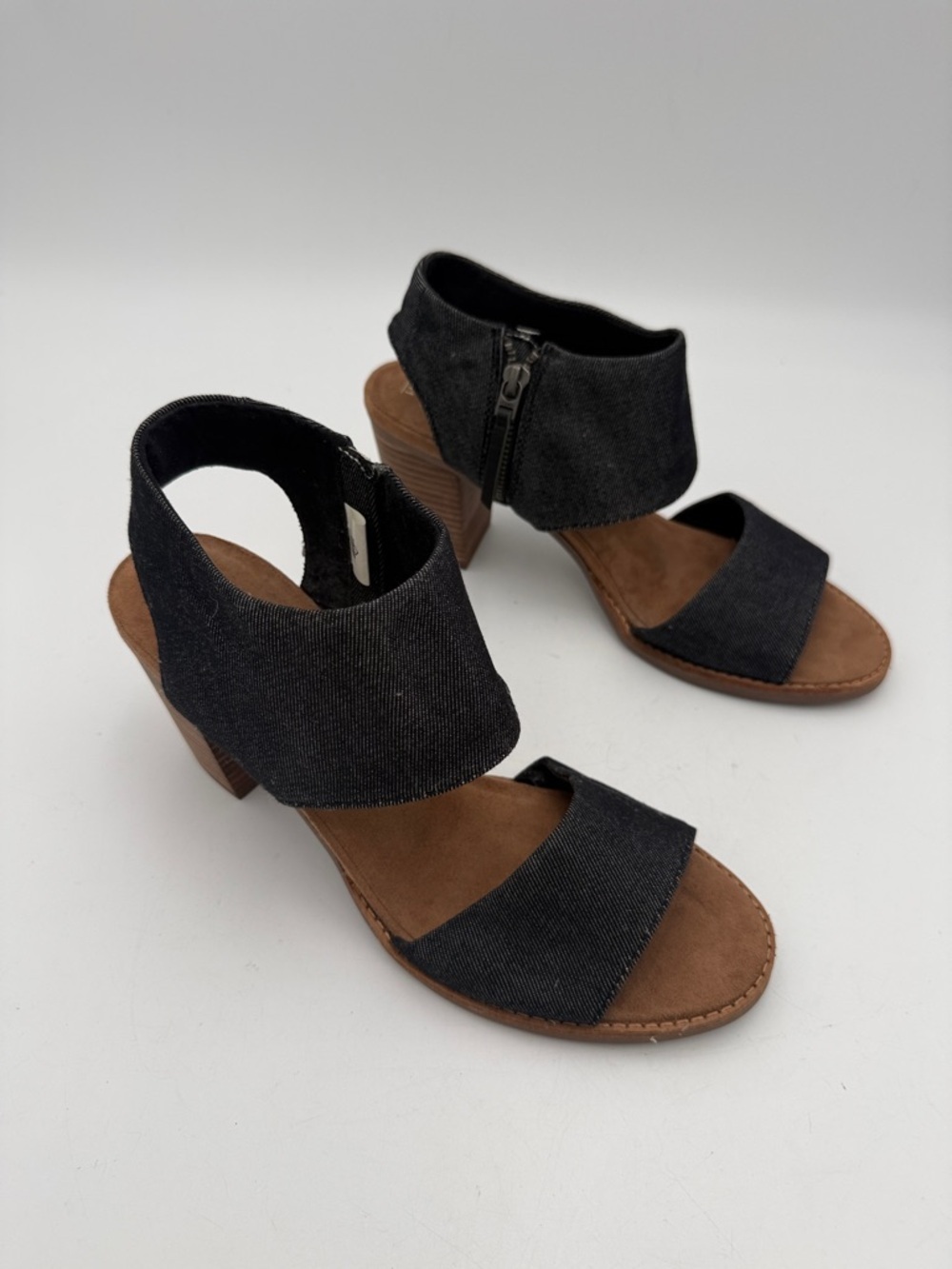 Toms Elegant black denim Sandals women 11 textile Upper Casual Office Vacation